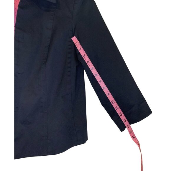 Judith Hart Petites Blazer Jacket Womens 10P Black 3/4 Sleeve Pink Polka Dot - Picture 8 of 8